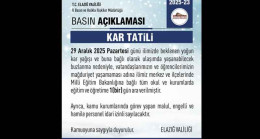 Yoğun Kar Nedeniyle Elazığ’da Okullar Tatil  Edildi