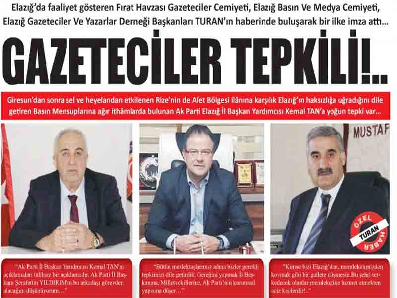 Elazığ’da ki Gazeteciler Ak Parti İl Başkan Yardımcısı Kemal Tan’a Tepki Gösterdi