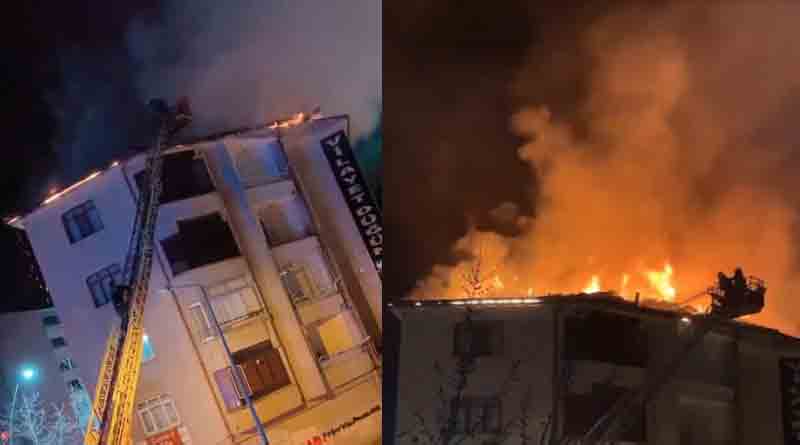 Elazığ’da 5 katlı bir binanın çatı katında yangın çıktı