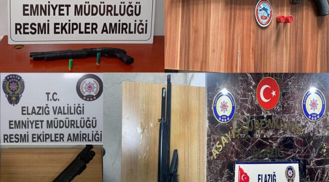 Elazığ’da Asayiş Operasyonu: Ruhsatsız Silah ve Uyuşturucu Ele Geçirildi