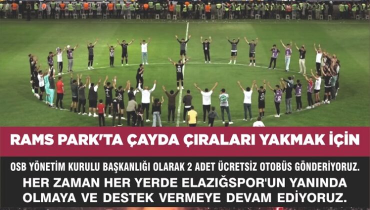 Elazığ OSB’den Elazığspor’a Destek!